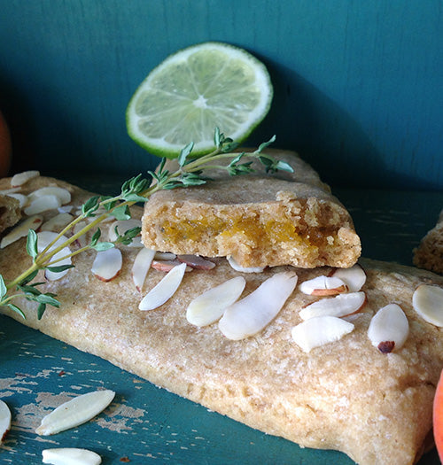 Whole wheat apricot-lime newtons with Gustare Persian Lime Olive Oil and Apricot Balsamic