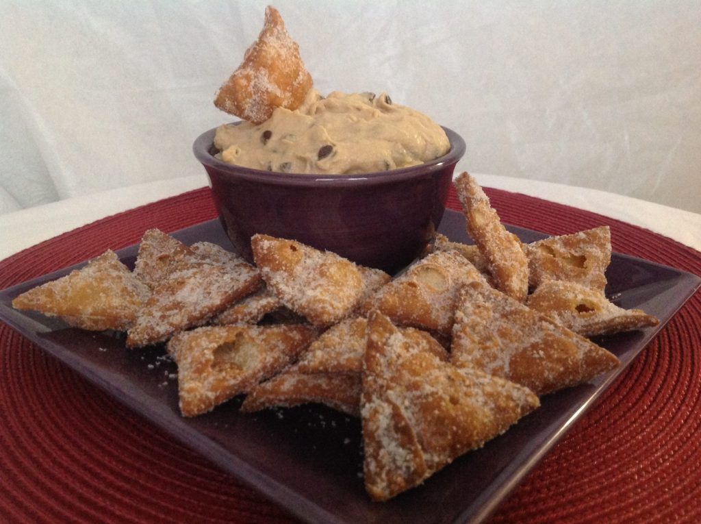 Espresso cannoli dip with homemade cinnamon sugar chips made using Gustare premium espresso balsamic vinegar. Gourmet Italian dessert recipe for entertaining.