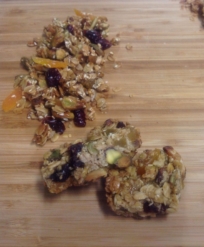 Gluten free pistachio apricot and cherry granola bars made with Gustare Blood Orange Extra Virgin Olive Oil, a wholesome gourmet snack for on the go