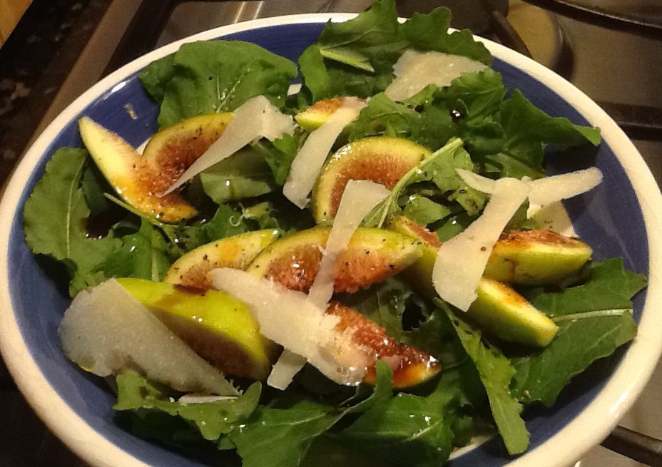 Fig, Parmigiano & Arugula Salad with Chocolate Vinaigrette