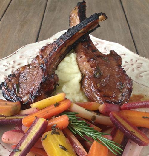 Our lavendar balsamic marinade is the perfect complimenting flavor profile for gently seasoned lamp chops