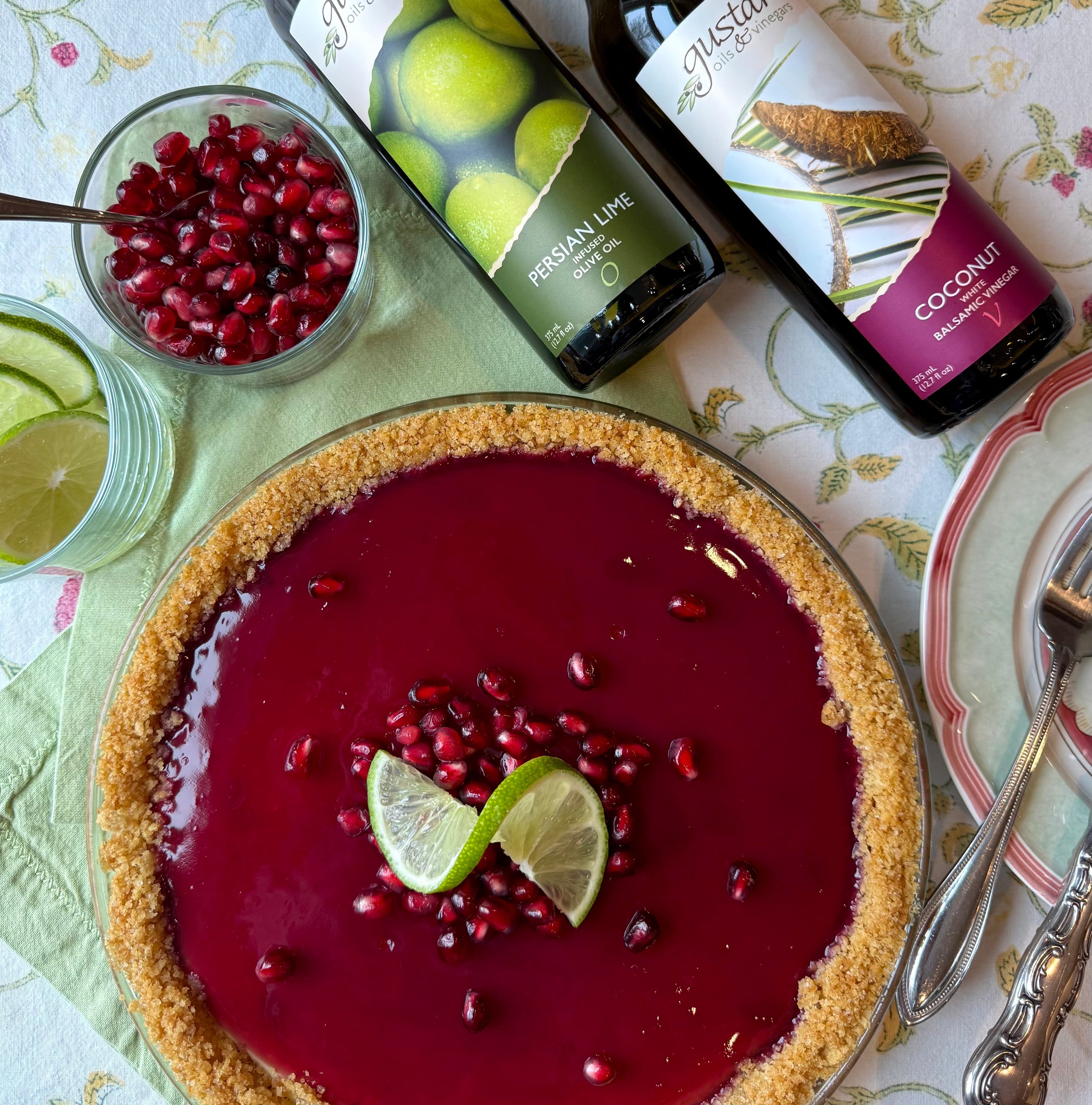 Pomegranate-Glazed Coconut Key Lime Pie