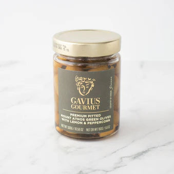 Pitted Mount Athos Green Olives with Lemon & Peppercorn